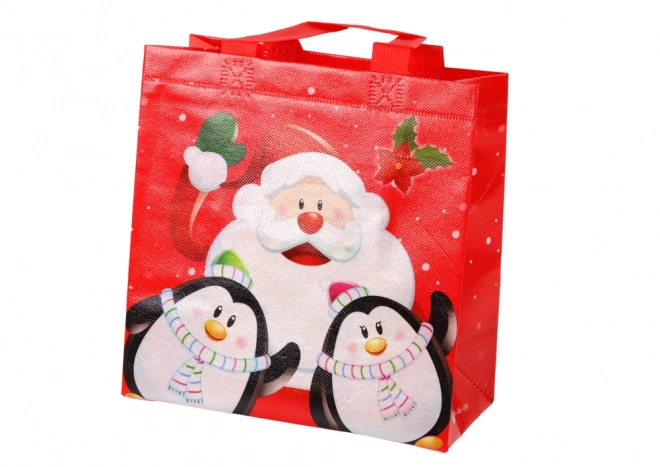 Borsa regalo Babbo Natale e Pinguini rossa