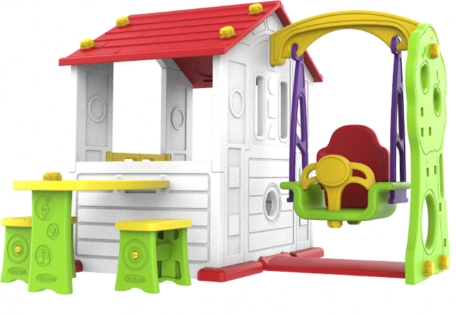 Casetta da giardino 3 in 1 per bambini Tetto rosso