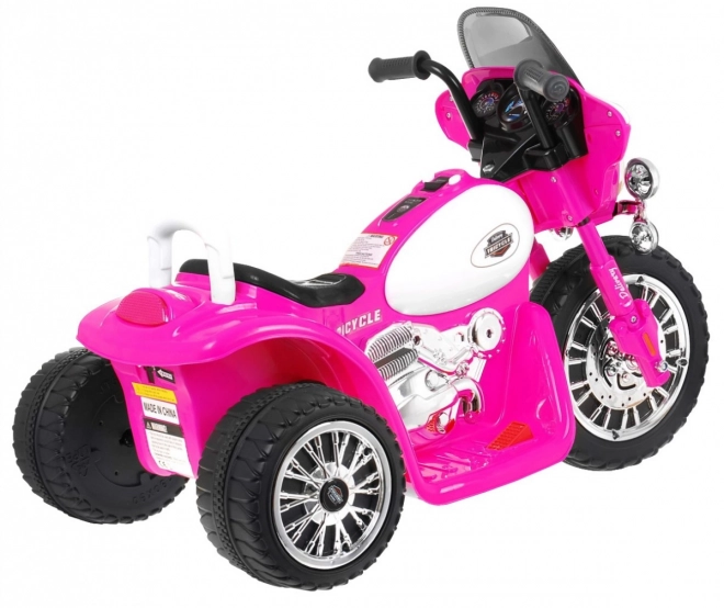 Motocicletta Elettrica Chopper per Bambini Rosa con 3 Ruote, Suoni e Luci LED