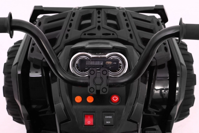 Quad ATV 2,4GHz a batteria per bambini nero + telecomando + ruote EVA + radio MP3 + partenza lenta