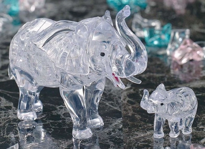 Puzzle 3D Cristallo Elefante con Cucciolo