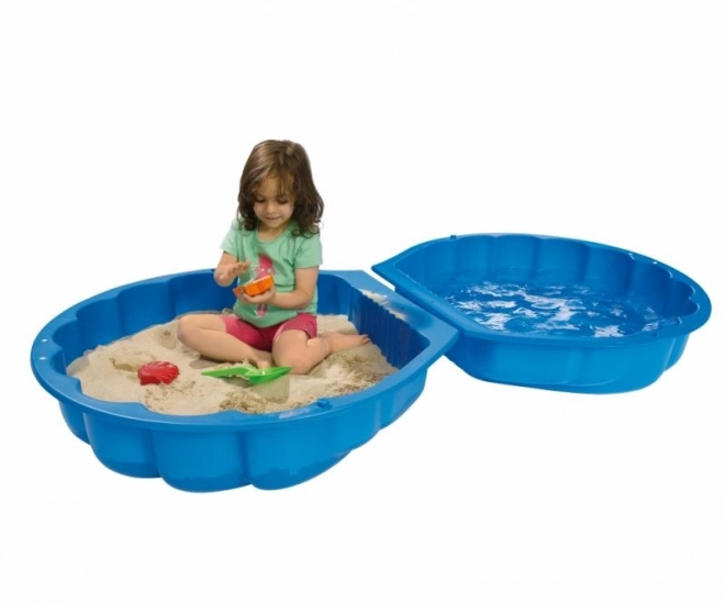 Grande sabbiera per bambini a forma di conchiglia blu