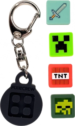 Pixie Crew & Minecraft Portachiavi nero con multipixel