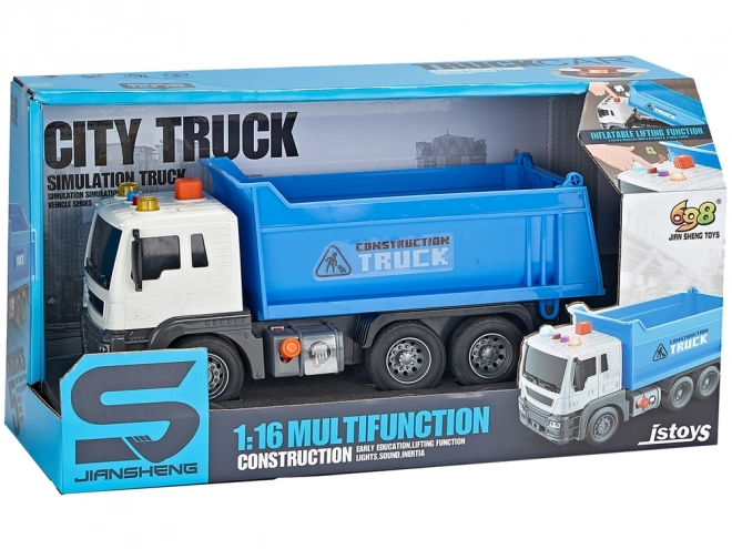 Camion da Costruzione Ribaltabile 1:16 con Rimorchio Elevabile Blu