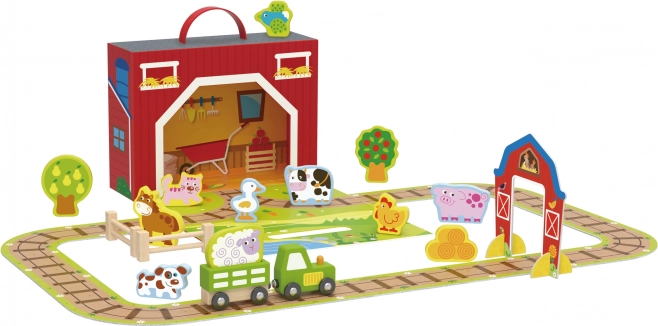 Fattoria di legno in valigetta Tooky Toy