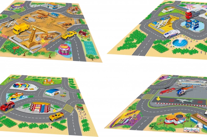 Mappa da gioco con veicoli in metallo 70 × 70 cm