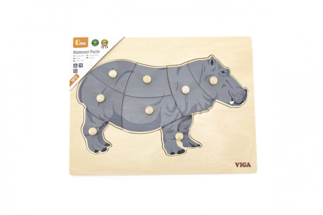 Puzzle in legno Montessori - Ippopotamo