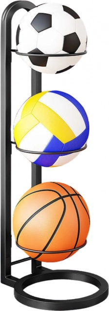 Supporto in metallo per palle a 3 livelli nero