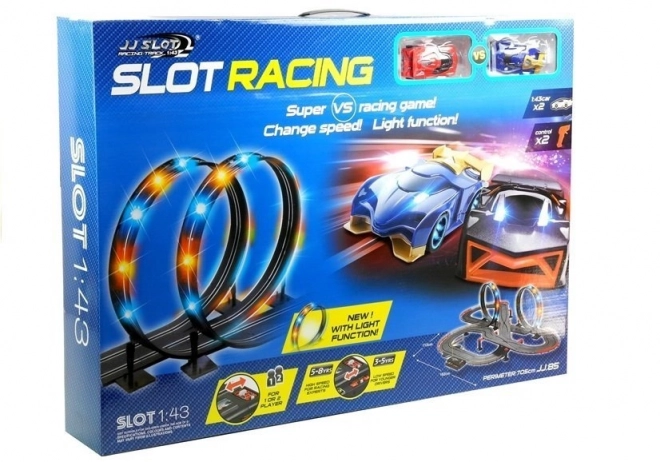 Pista da corsa Slot Car con due auto 1:43 e Loop Luminoso