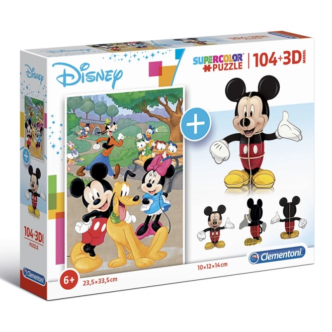 Puzzle Clementoni Mickey Mouse 104 Pezzi e Modello 3D