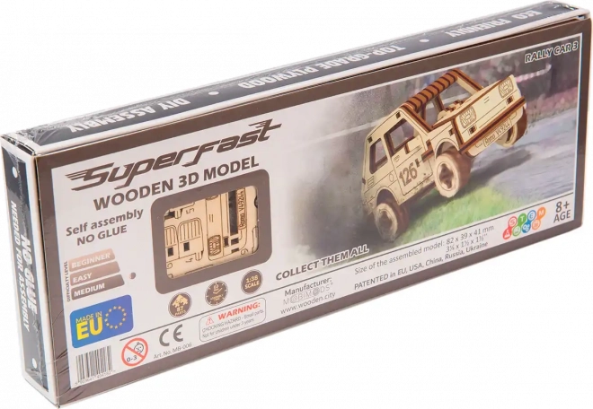 Puzzle 3D in legno - modello auto da rally