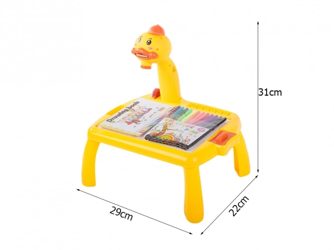 Tavolino da disegno per bambini con proiettore e pennarelli