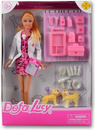 Bambola Lucy veterinaria rosa