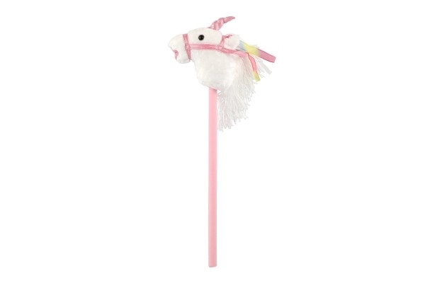 Unicorno su bastone con suoni 80 cm bianco