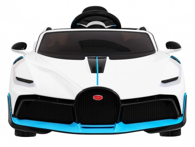 Bugatti Divo Macchinina a batteria per bambini bianca + telecomando + EVA + avvio lento + LED MP3