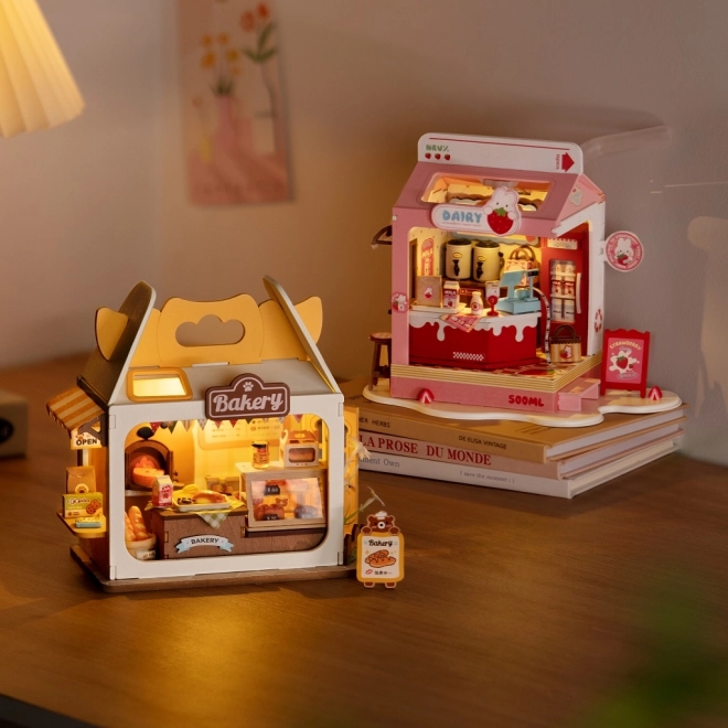 Miniatura casa delle bambole bar latte alla fragola