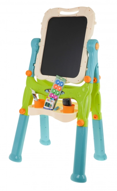 Tabellone 2 in 1 magnetico e cancellabile per bambini con accessori e sgabello