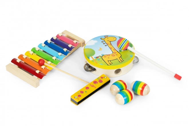 Set musicale in legno per bambini con 14 strumenti