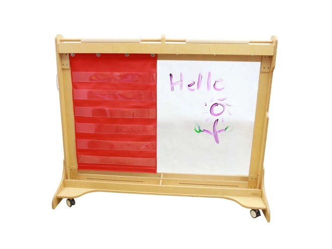 Lavagna rossa con tasche per schede e immagini Masterkidz