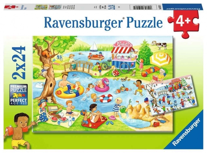 Puzzle Ravensburger Divertimento al Lago 2x24 Pezzi