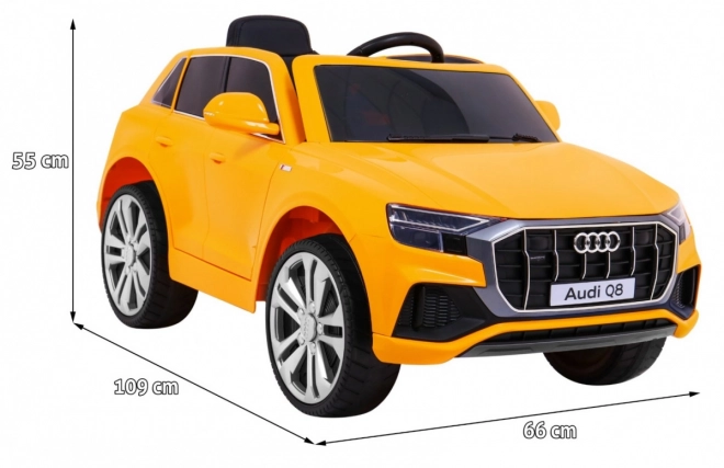 Audi Q8 Sollevatore per bambini batteria gialla + Telecomando + EVA + Partenza Lenta + MP3 USB + LED