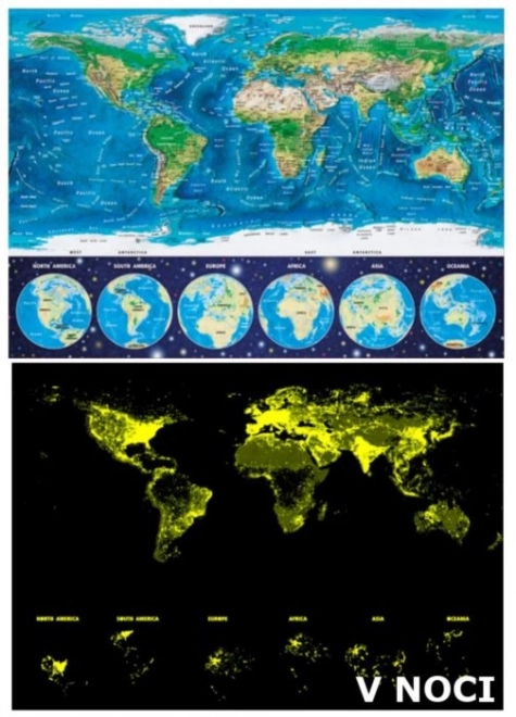 Puzzle Luminoso Mappa del Mondo 1000 Pezzi