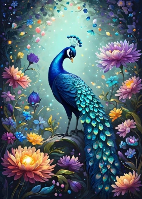 Puzzle Fiori e pavone 500 pezzi