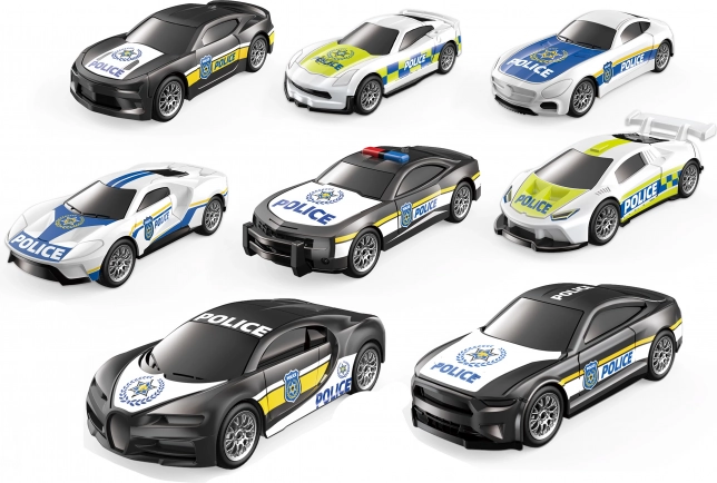 Auto della polizia a retrocarica, set di 4 pezzi