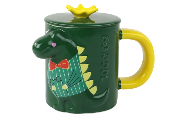 Tazza con Coperchio Dinosauro Verde