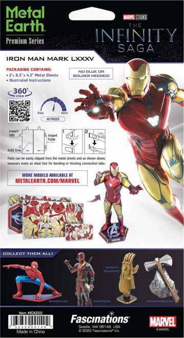 Puzzle 3D in metallo Iron Man Mark LXXXV Marvel