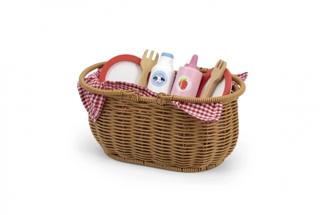 Set picnic in legno con cesto