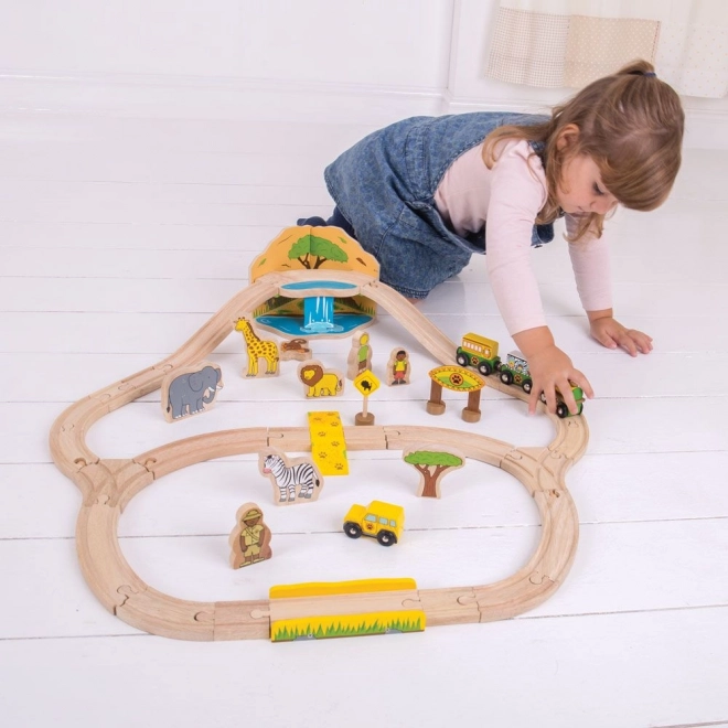 Bigjigs Rail pista di treni in legno Safari