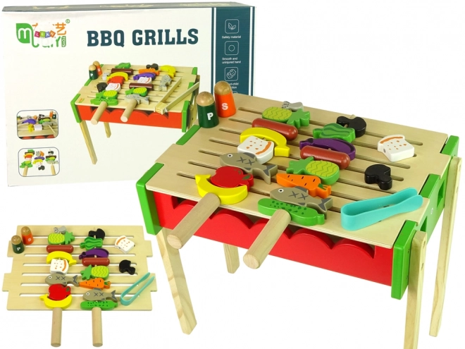 Grill in Legno Giocattolo Barbecue Accessori per Bambini