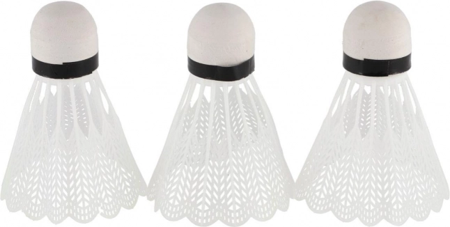 Volani da badminton bianchi 3 pezzi in plastica
