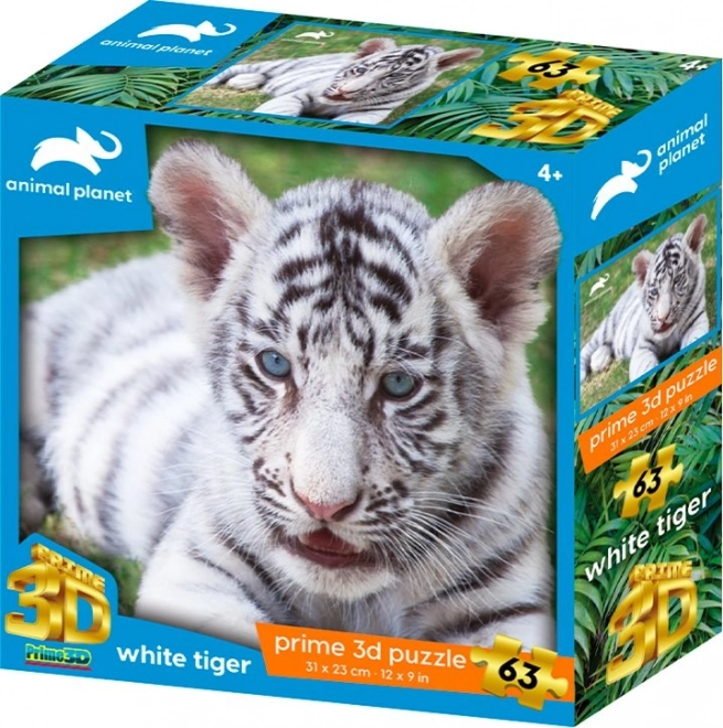 Puzzle 3D Animali Bianchi: Tigre 3D 63 Pezzi