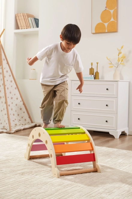 Ponte a dondolo in legno color arcobaleno Montessori di Viga