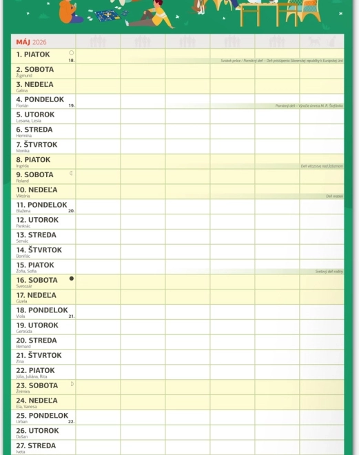 Calendario da parete Pianificatore familiare XXL 2026