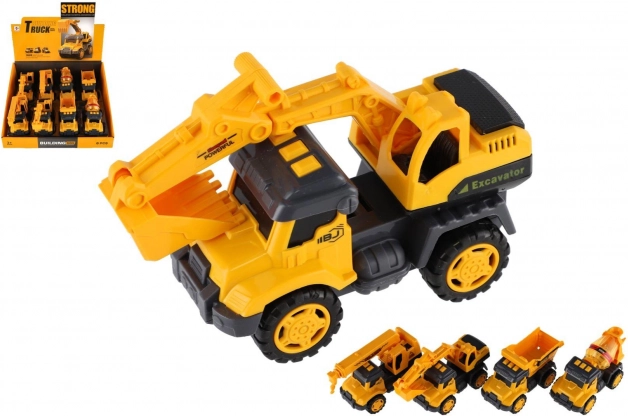 Camion da costruzione con volano 13 cm, metallo e plastica, 4 tipi