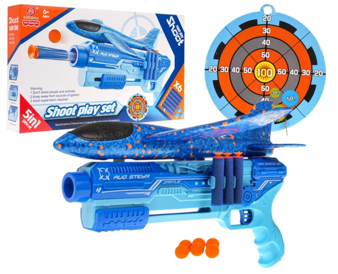 Pistola con lanciatore di aerei 5 in 1 blu