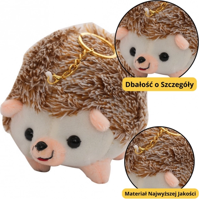 Portachiavi riccio in peluche marrone 9 cm