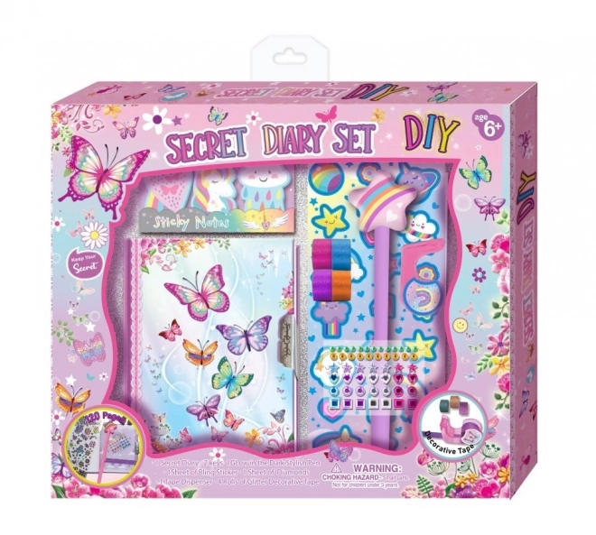 Diario con lucchetto con accessori Pecoware - Farfalle