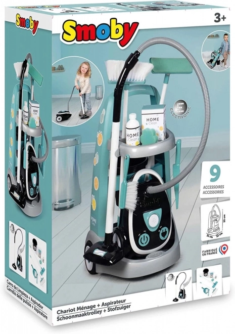 Carrello per pulizie con aspirapolvere Smoby