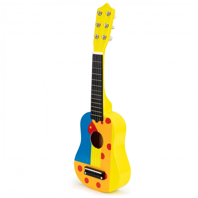 Chitarra per bambini in legno con corde metalliche e plettro - gialla ECOTOYS