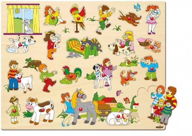 Grande Puzzle Bambini e i Loro Animali