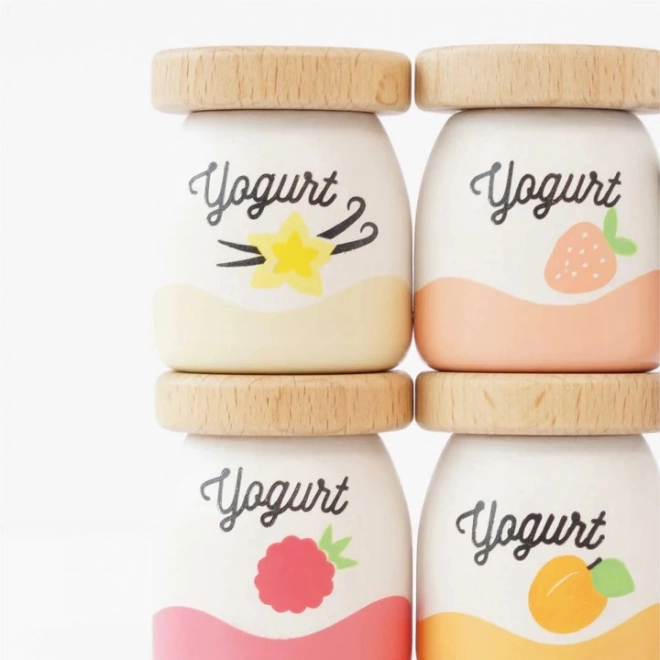 Set di yogurt giocattolo in legno