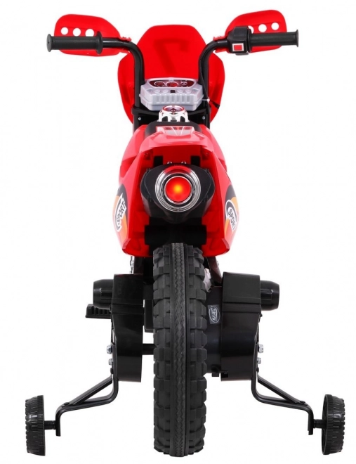 Motocicletta Cross per bambini a batteria con ruote ausiliarie e suoni LED - Rosso