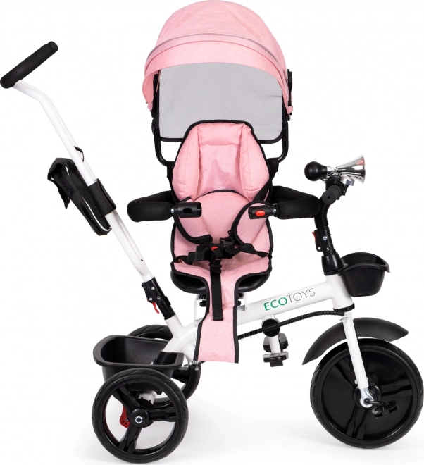 Passeggino Triciclo Girevole 360 Gradi Rosa