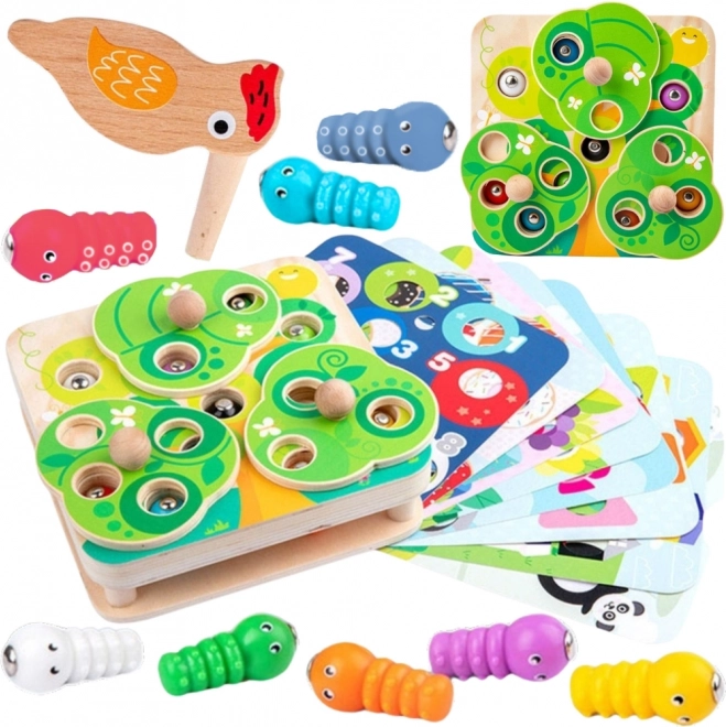 Gioco di abilità in legno 2 in 1 Tira i Vermicelli per Bambini