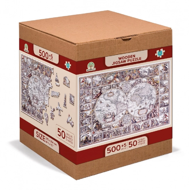 Puzzle in legno Mappa delle scoperte Wooden City