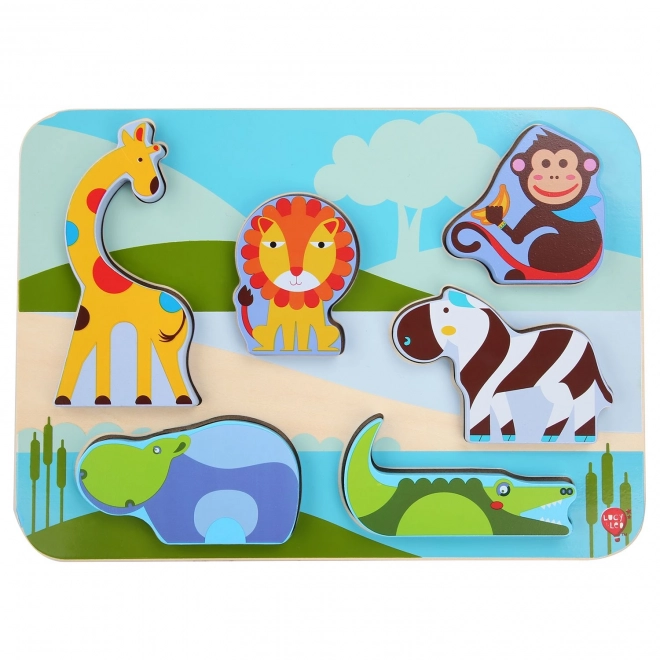 Lucy & Leo Animali del Safari - Puzzle in Legno da 7 Pezzi